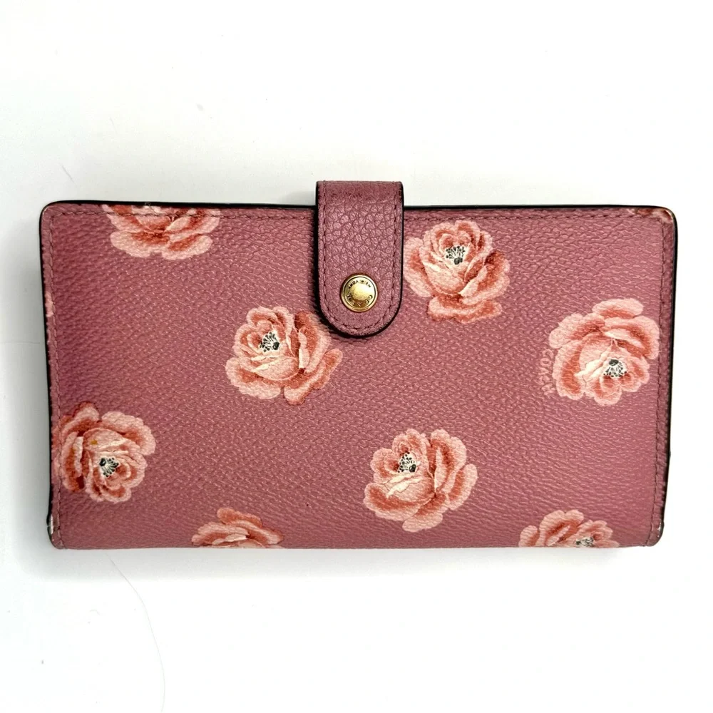 Coach Floral Pink Leather Wallet